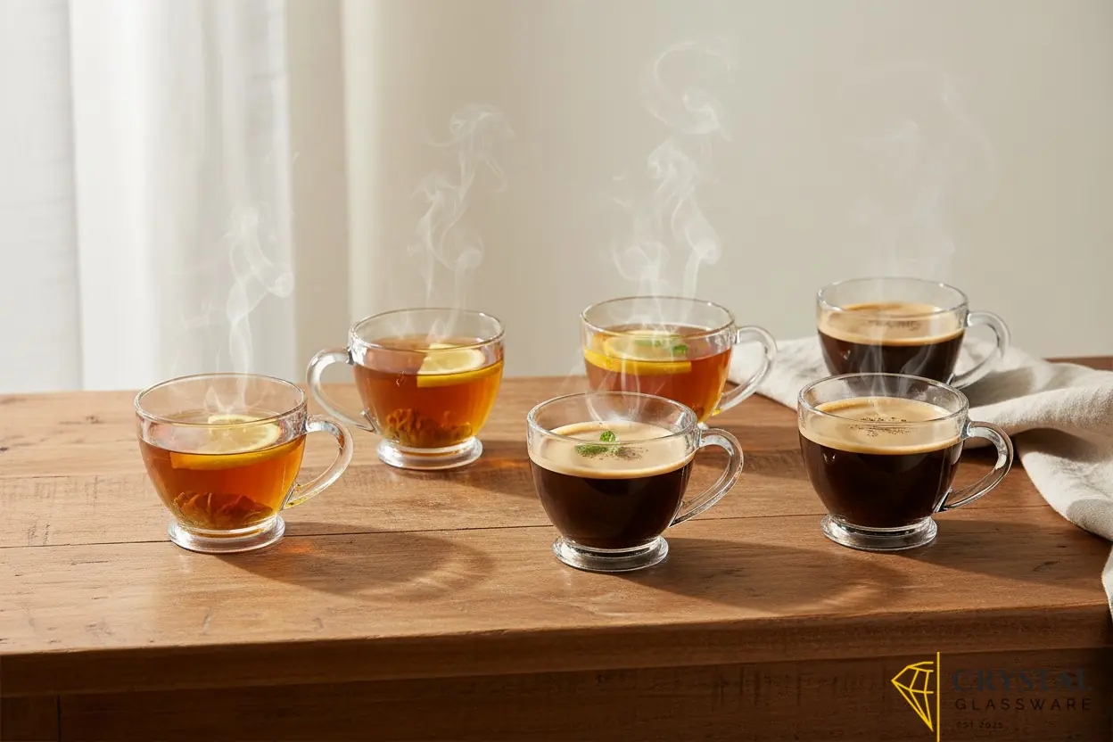 Delisoga Set of 6 Clear Glass Tea Mugs 